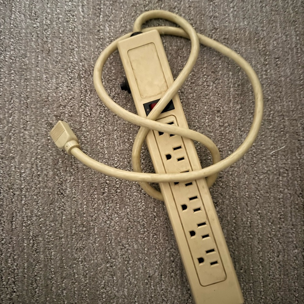 Beige Power Strip with Multiple Outlets